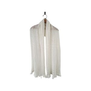 Raffaello Bettini Italian Ivory Mohair Wool Blend Shawl Scarf